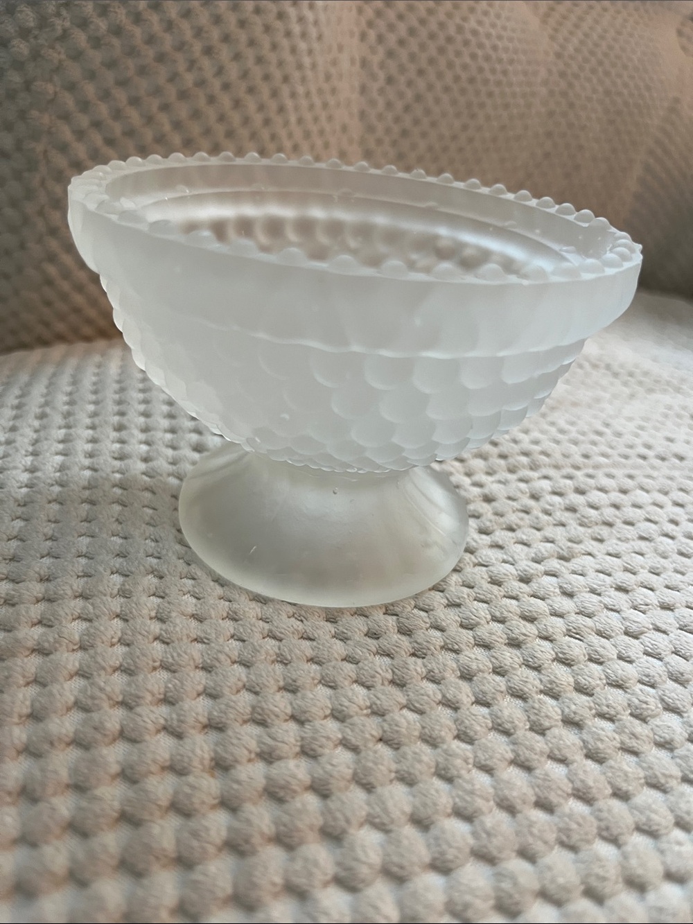 Vintage Frosted Hobnail Fairy Lamp Glass - Base